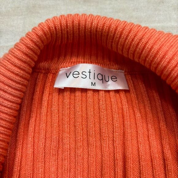 Ladies Vestique Brand Orange Ribbed Button Up Cardigan Size Medium - Picture 6 of 8